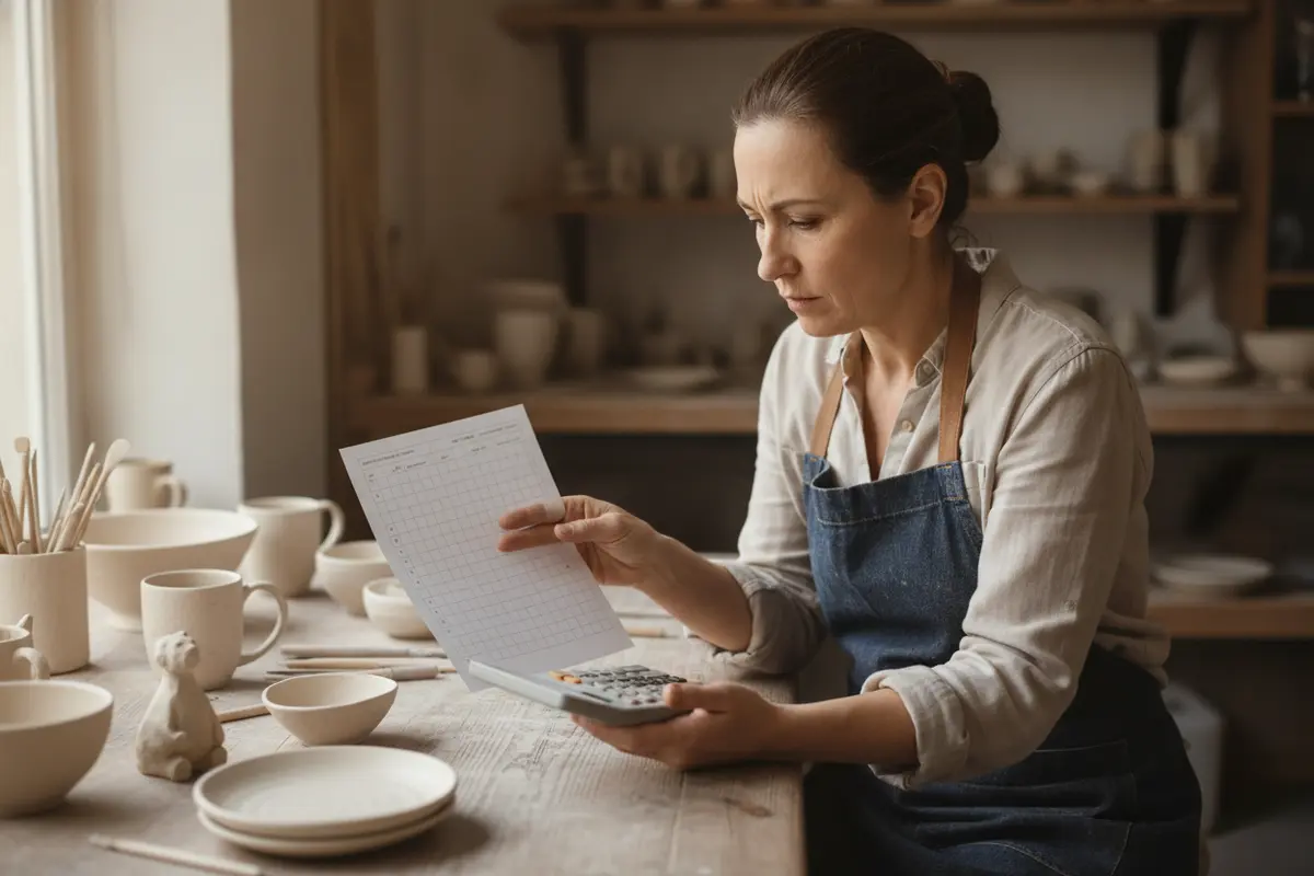 Small business owner comparing monthly cash flow and financing needs