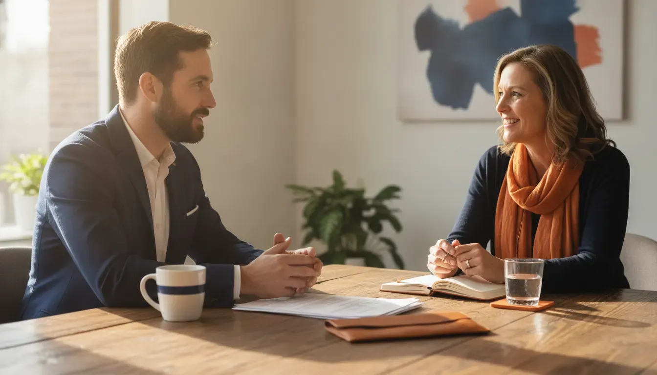 Small business owner reviewing growth financing with a specialist
