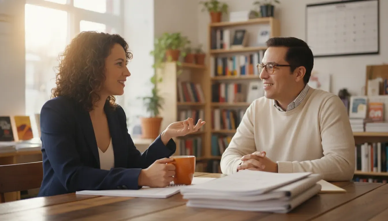 Seasonal business owner comparing working capital financing options with an advisor