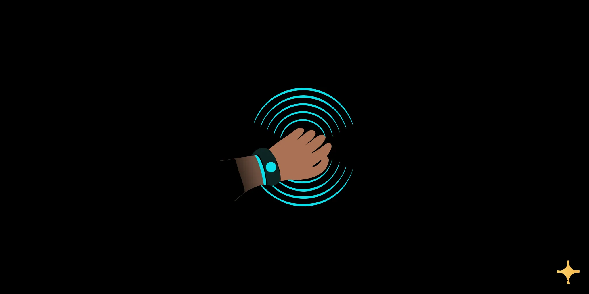 Apollo wearable device on wrist with glowing vibration waves representing nervous system regulation and calm