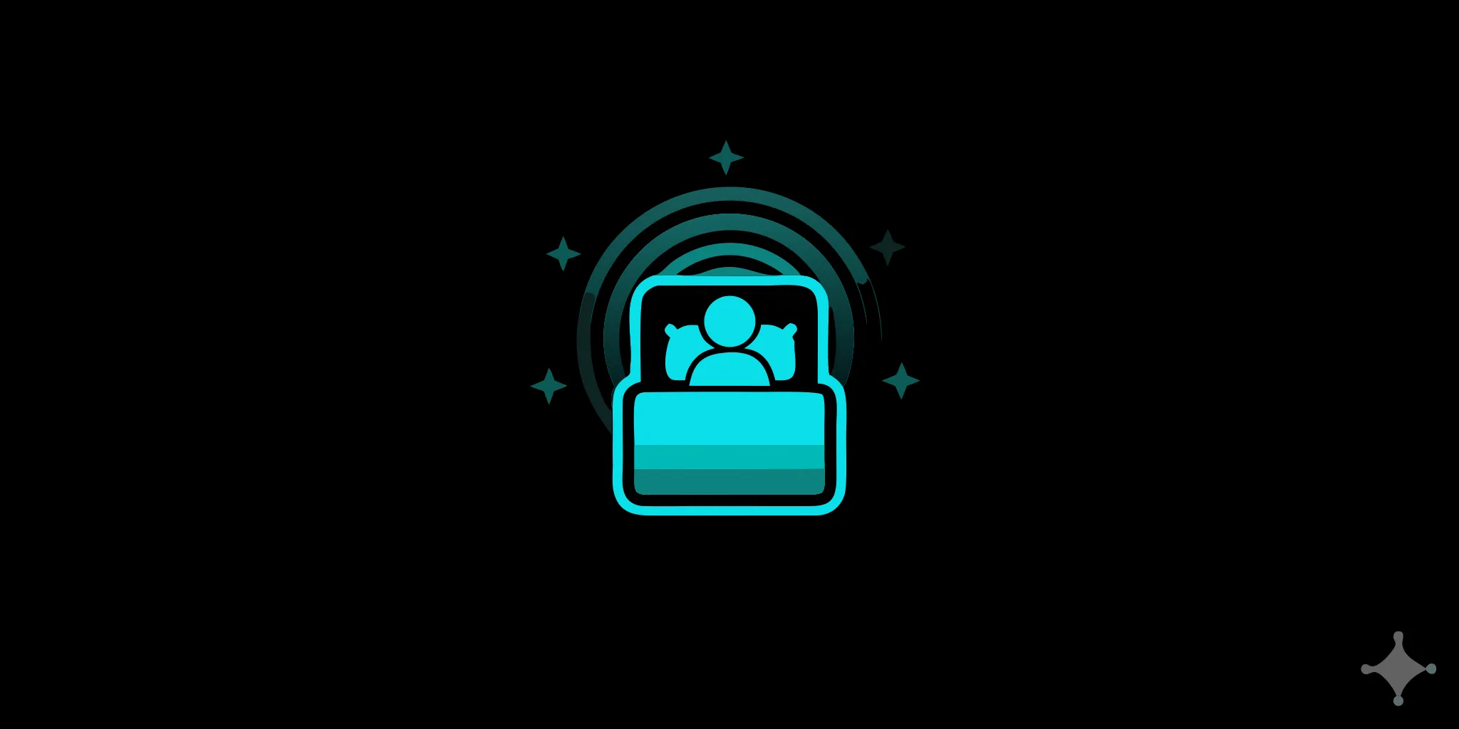 Person sleeping peacefully in a calm dark bedroom with visualized protective energy field around the bed