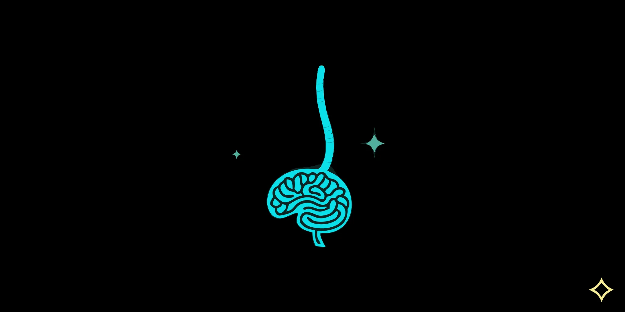 Gut-brain connection with glowing neural pathways and vagus nerve highlighted