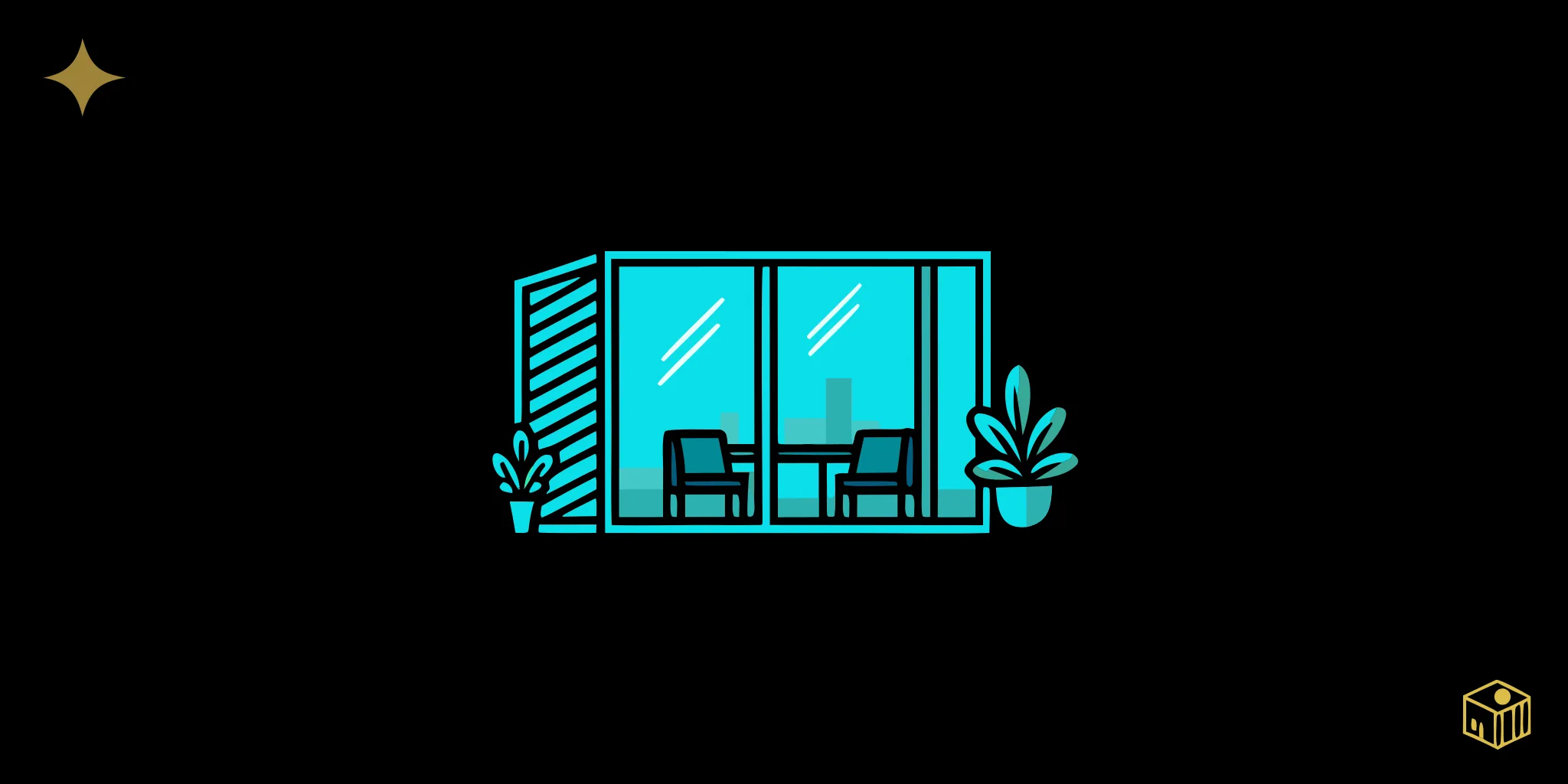 A serene modern corporate office with plants and warm sunlight representing a calm regulated nervous system