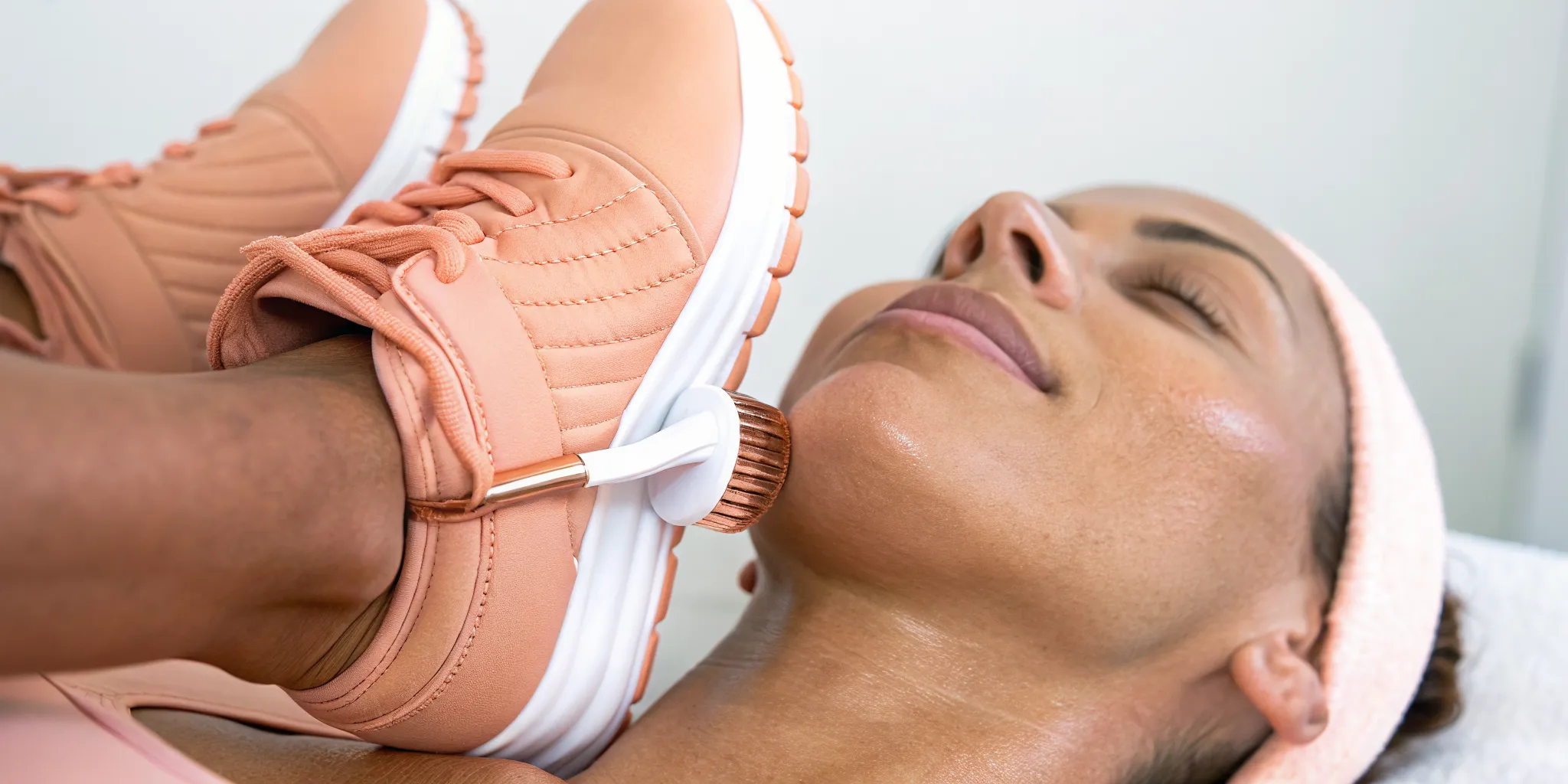 Woman resting before returning to exercise after microneedling