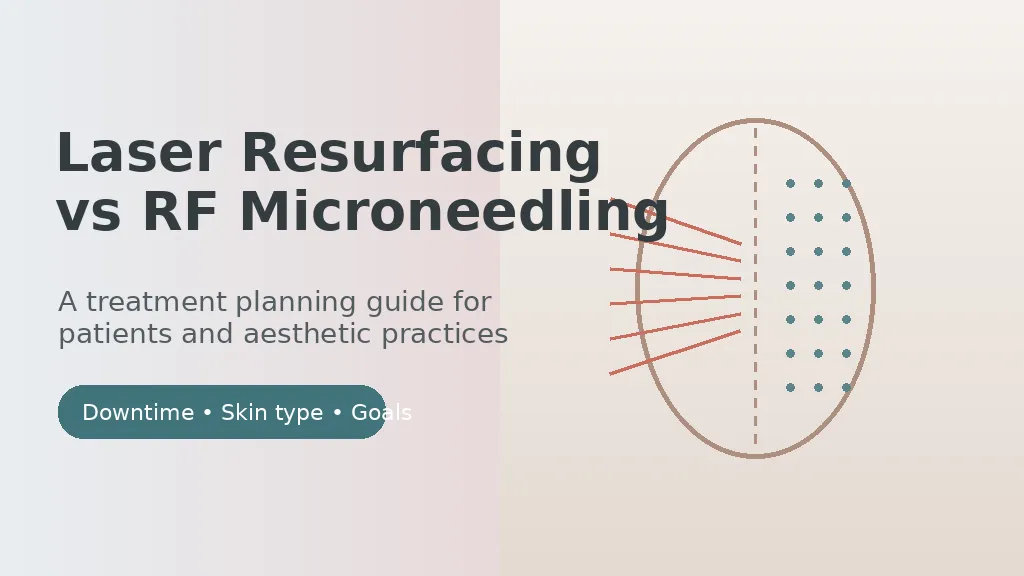 Laser resurfacing vs RF microneedling treatment planning illustration