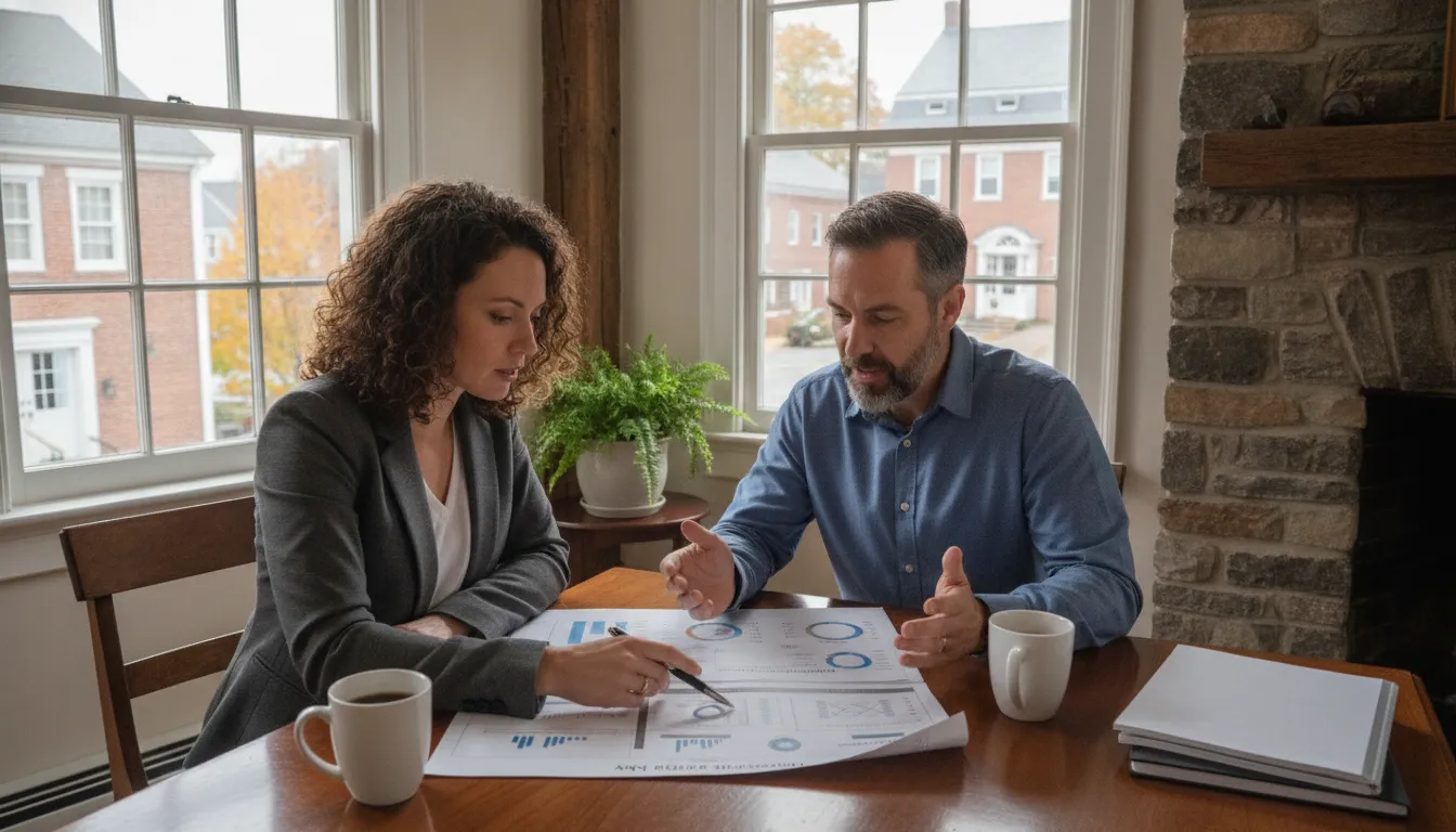 Business owner comparing options with a business advisor