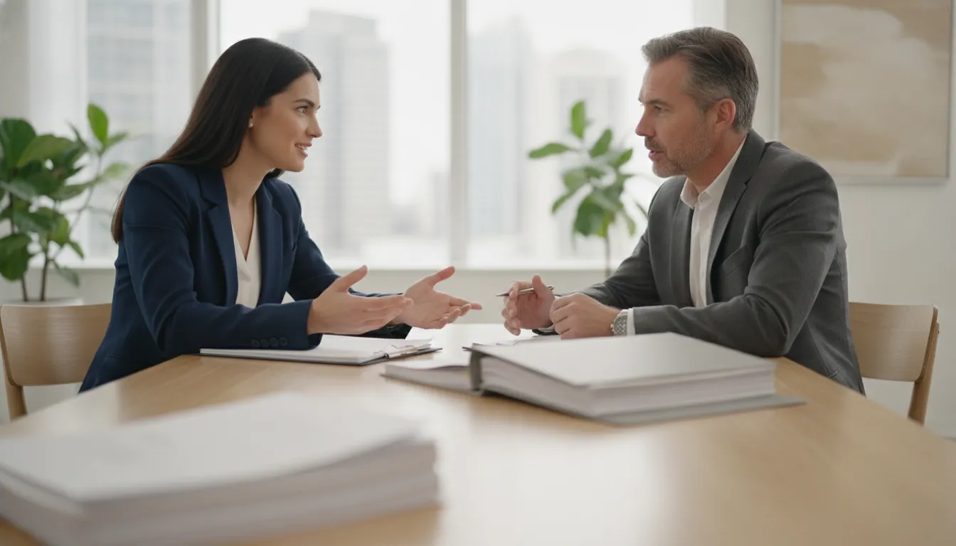 Change management consultant helping a small business plan implementation