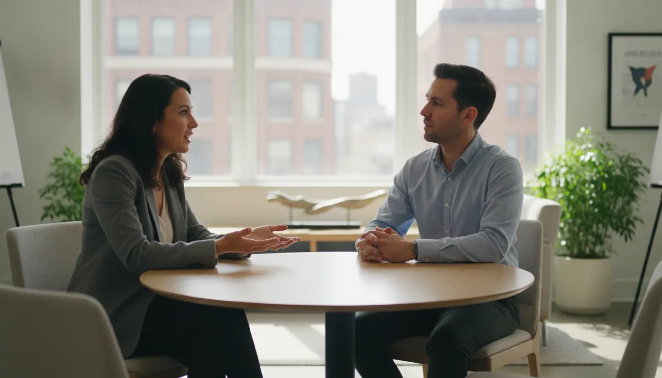 Sales team role-playing a customer discovery conversation