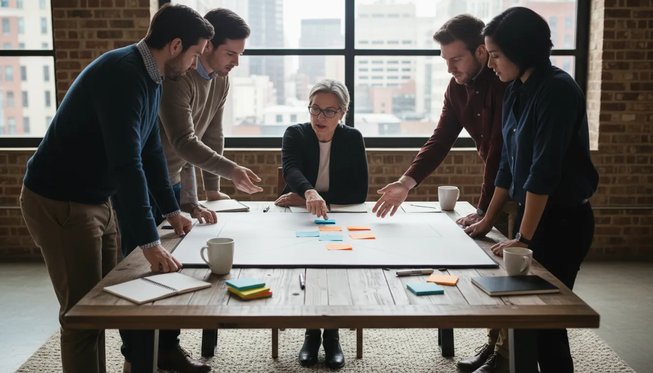 Business advisor helping a leadership team implement strategy