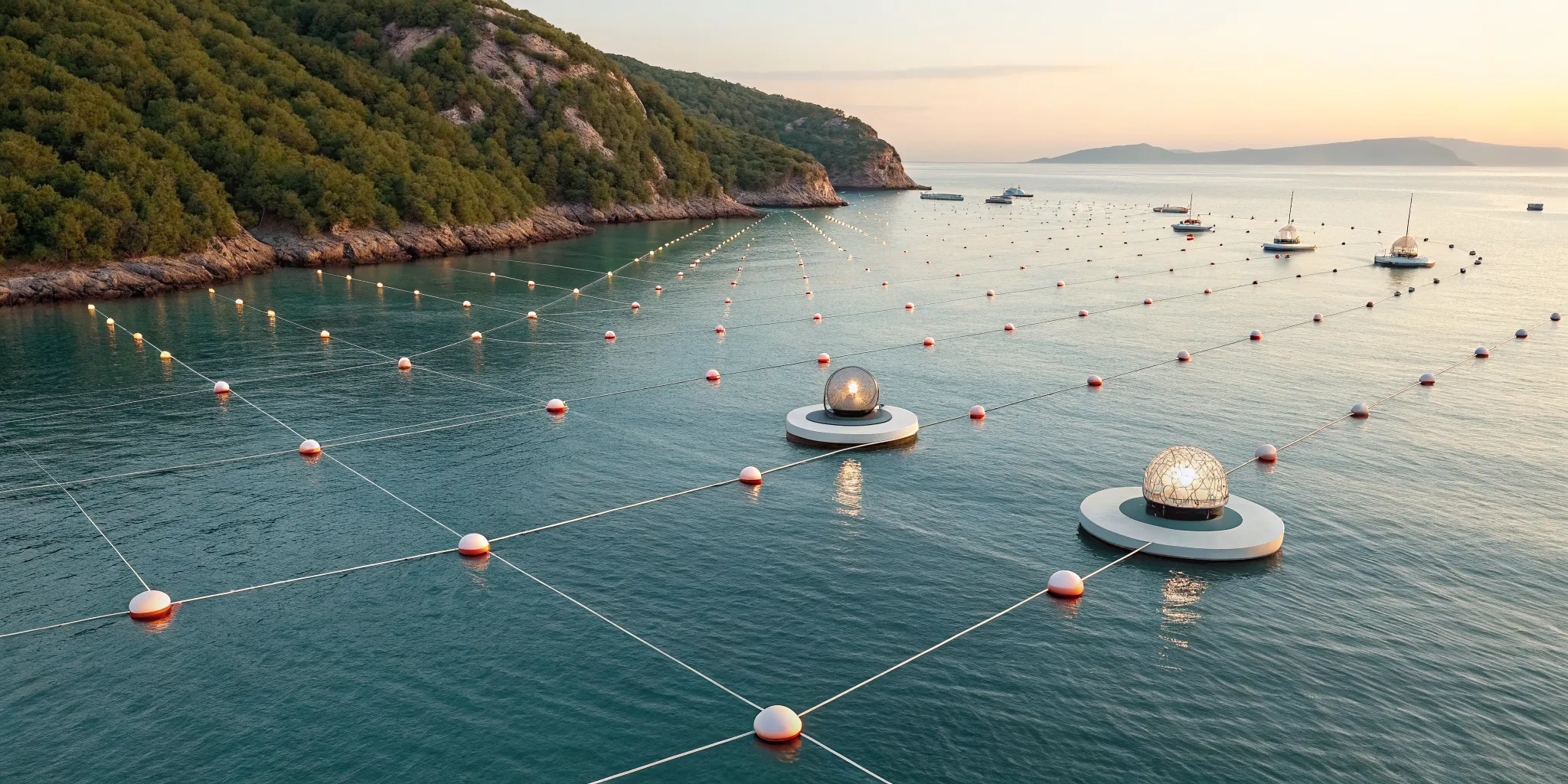 Open water drowning detection system with sensor buoys to ensure swimmer safety.