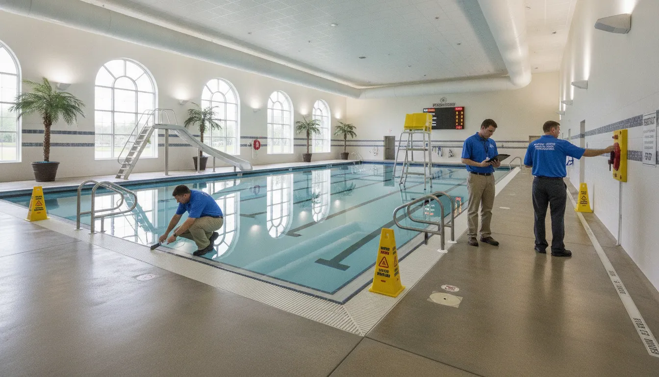 Commercial swimming pool safety inspection preparation