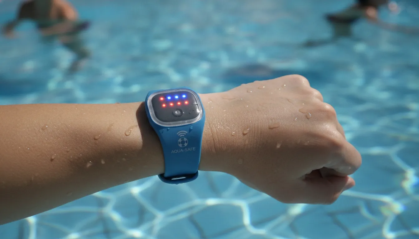WAVE AquaSense wearable wristband for swimmer submersion detection in aquatic facilities