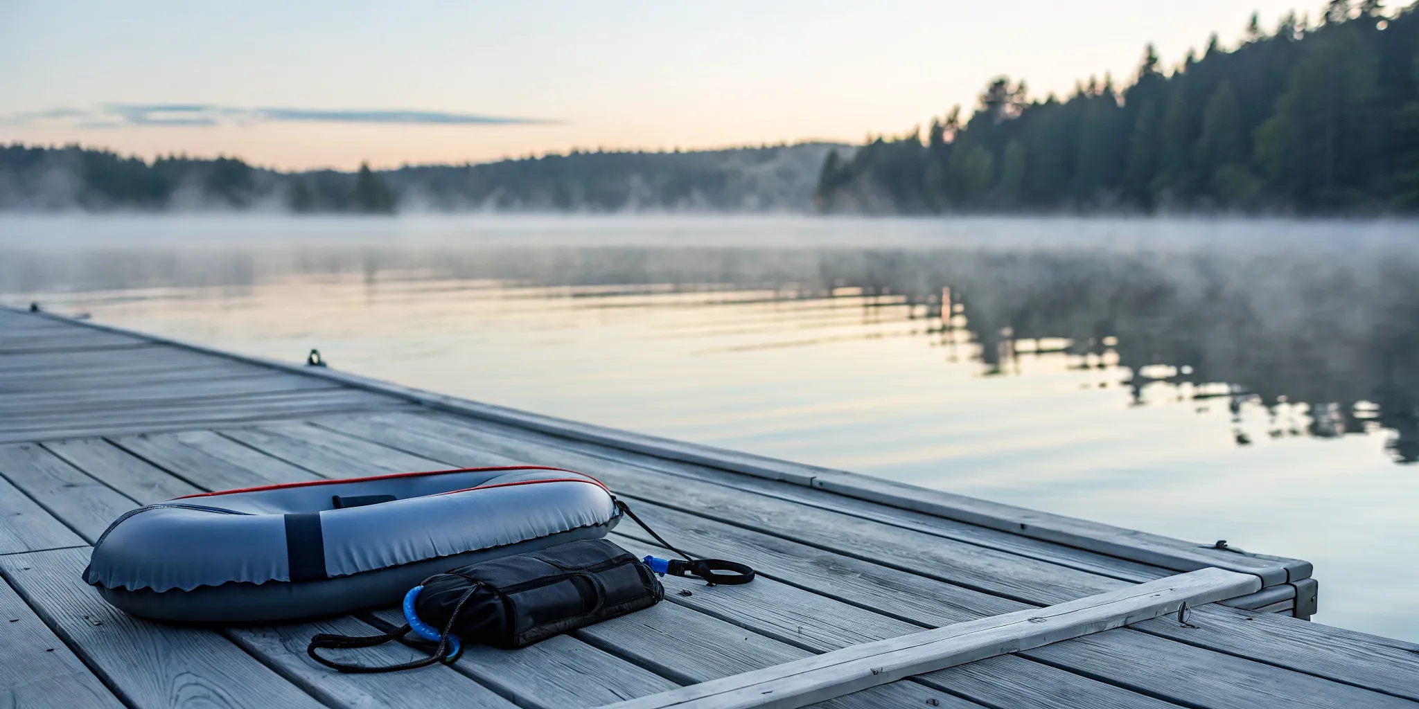 Wearable drowning prevention device for lakes resting on a dock.