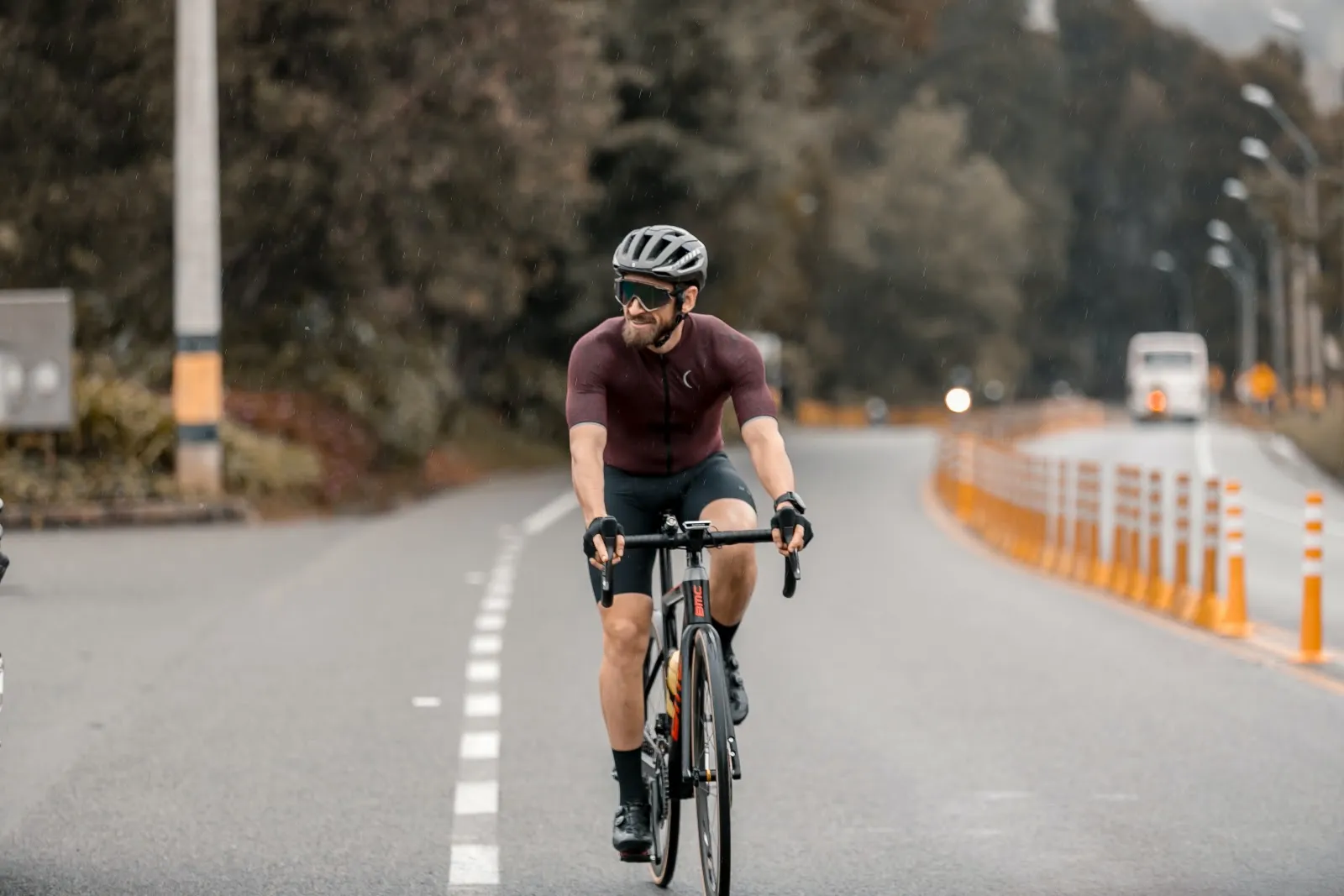 Cyclist using light movement as part of recovery for athletes