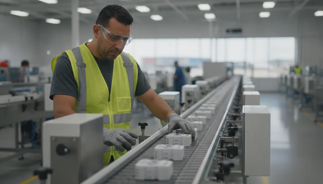 Warehouse worker preparing materials for a manufacturing assignment