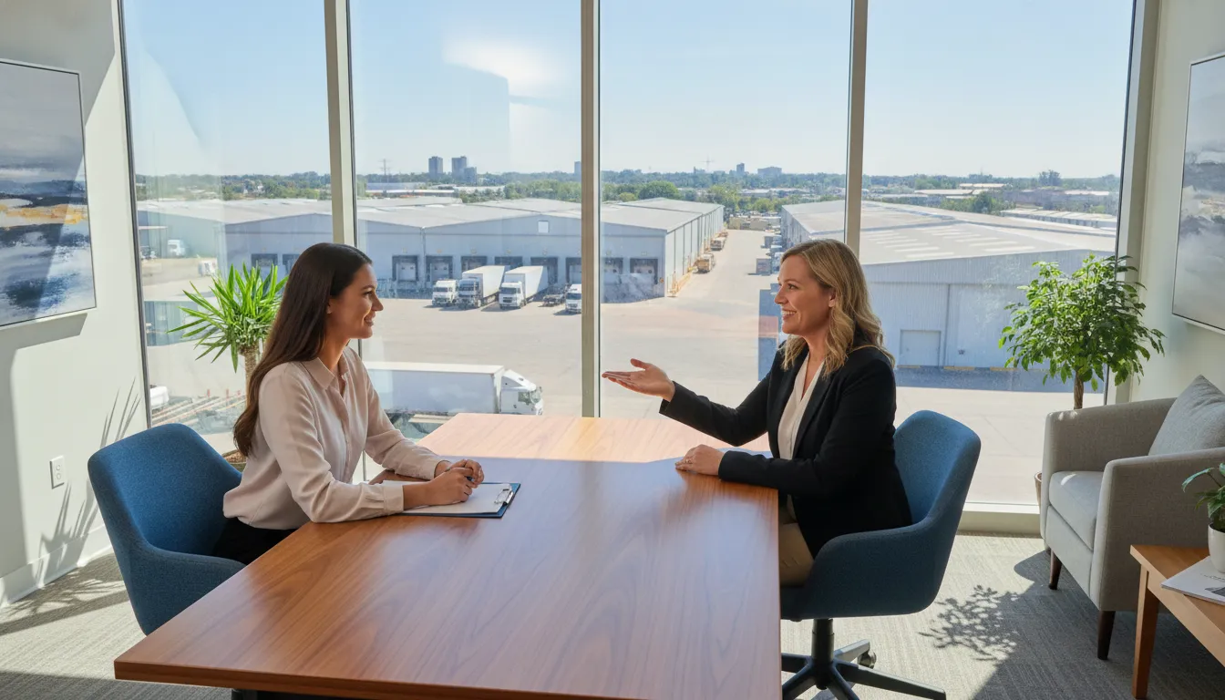 Staffing recruiter helping a job seeker find warehouse work in Hutchins, TX