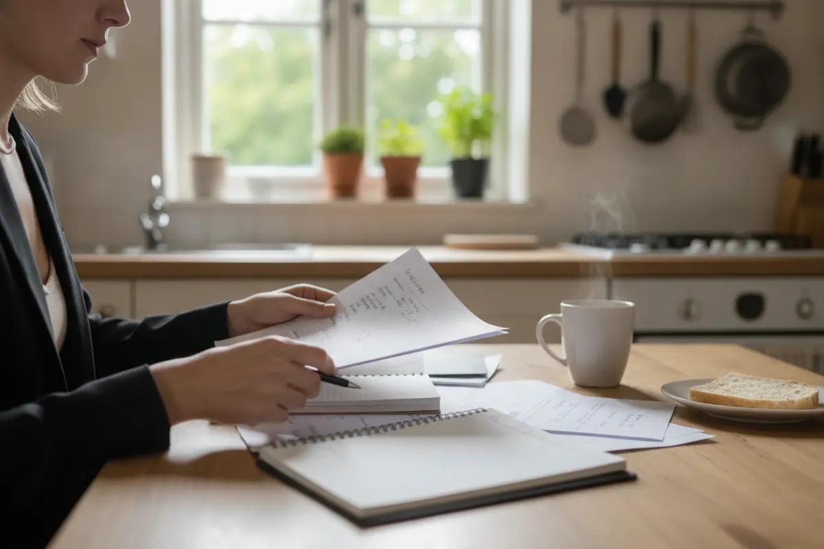 Job seeker organizing work history and availability before contacting a staffing agency