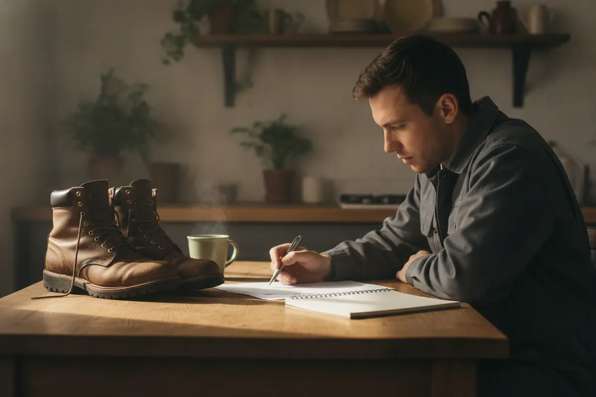 Job seeker reviewing application details and a work schedule before applying