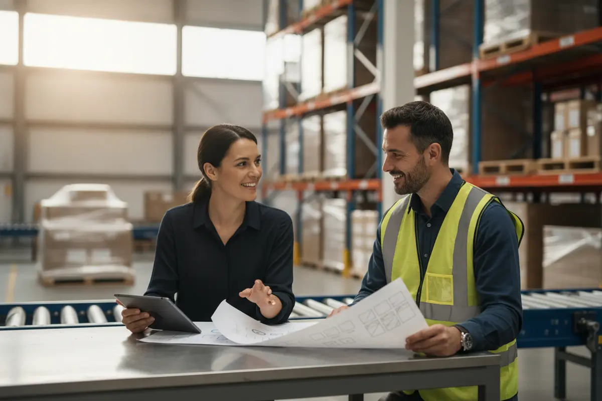Staffing professional reviewing job requirements and candidate assessment notes with an employer