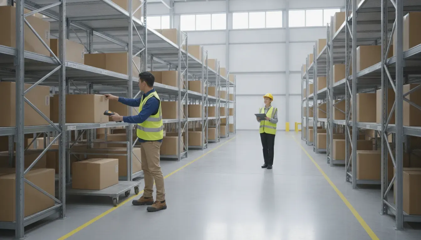 Warehouse worker demonstrating an accurate order-picking task during a skills evaluation