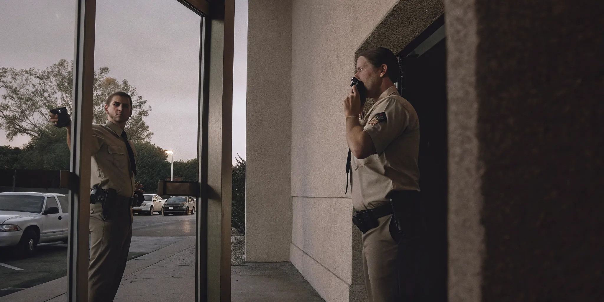 Professional security team planning protection for a Southern California commercial building