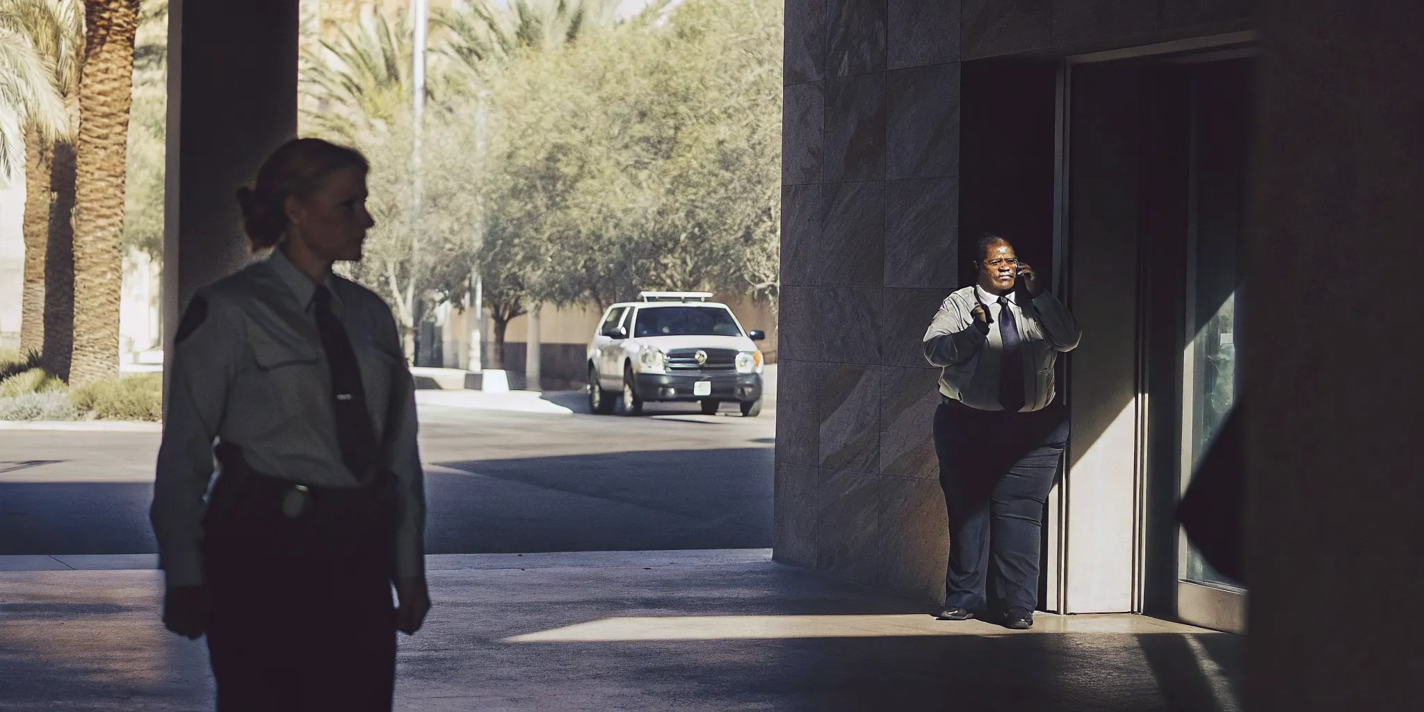 Security supervisor reviewing property coverage needs with a commercial client