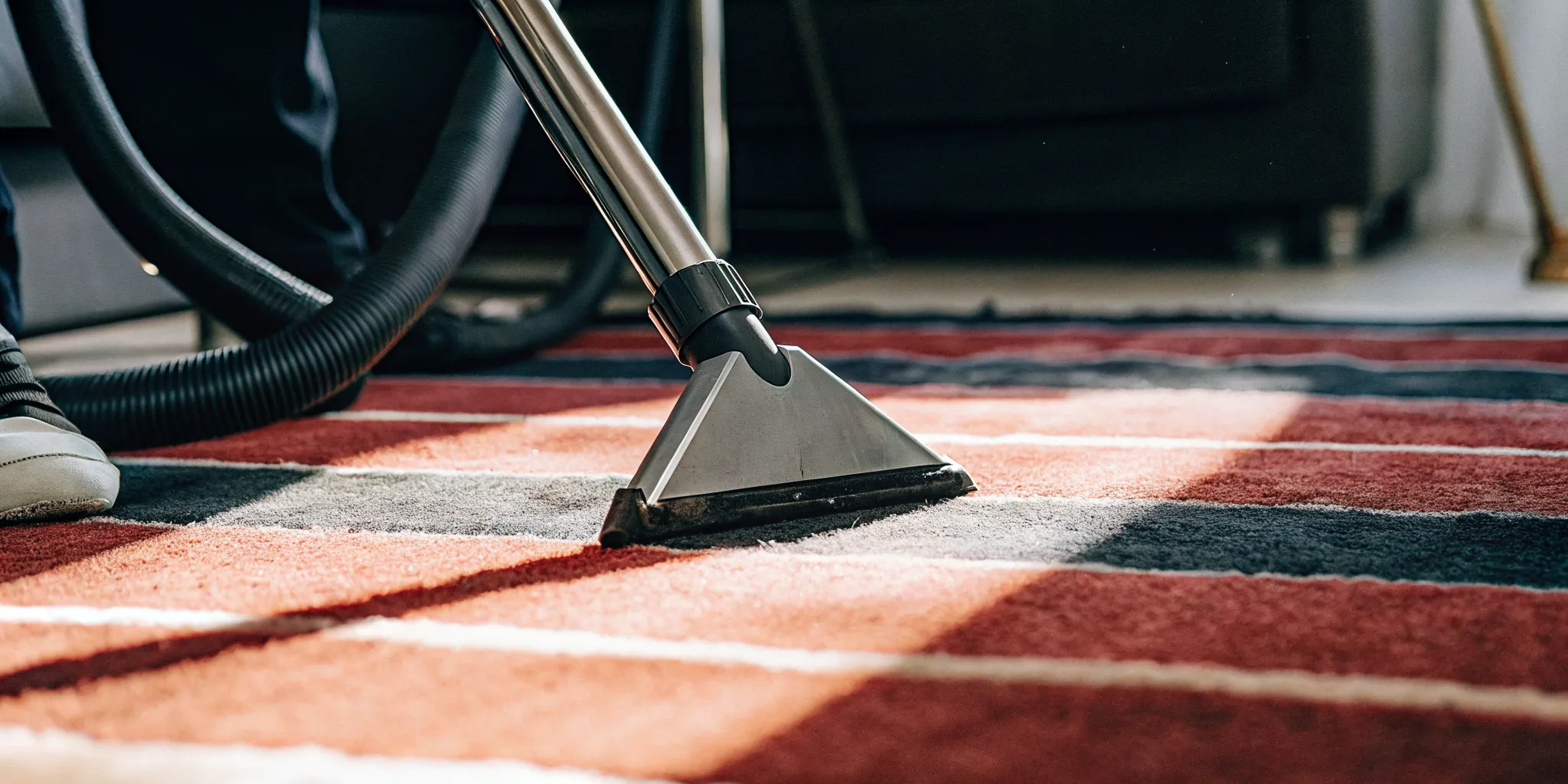 Professional steam cleaning wand removing embedded dirt from residential carpet fibers during a deep extraction process