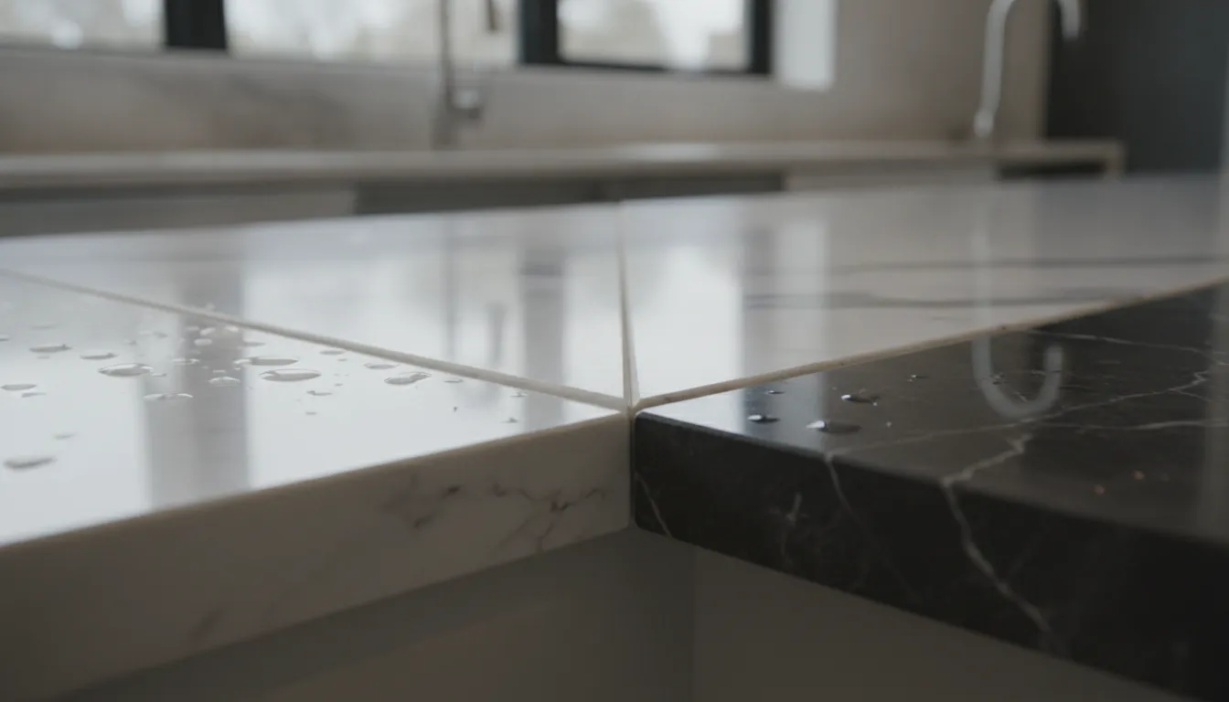 Stone countertop edge profiles and a clean fabricated seam