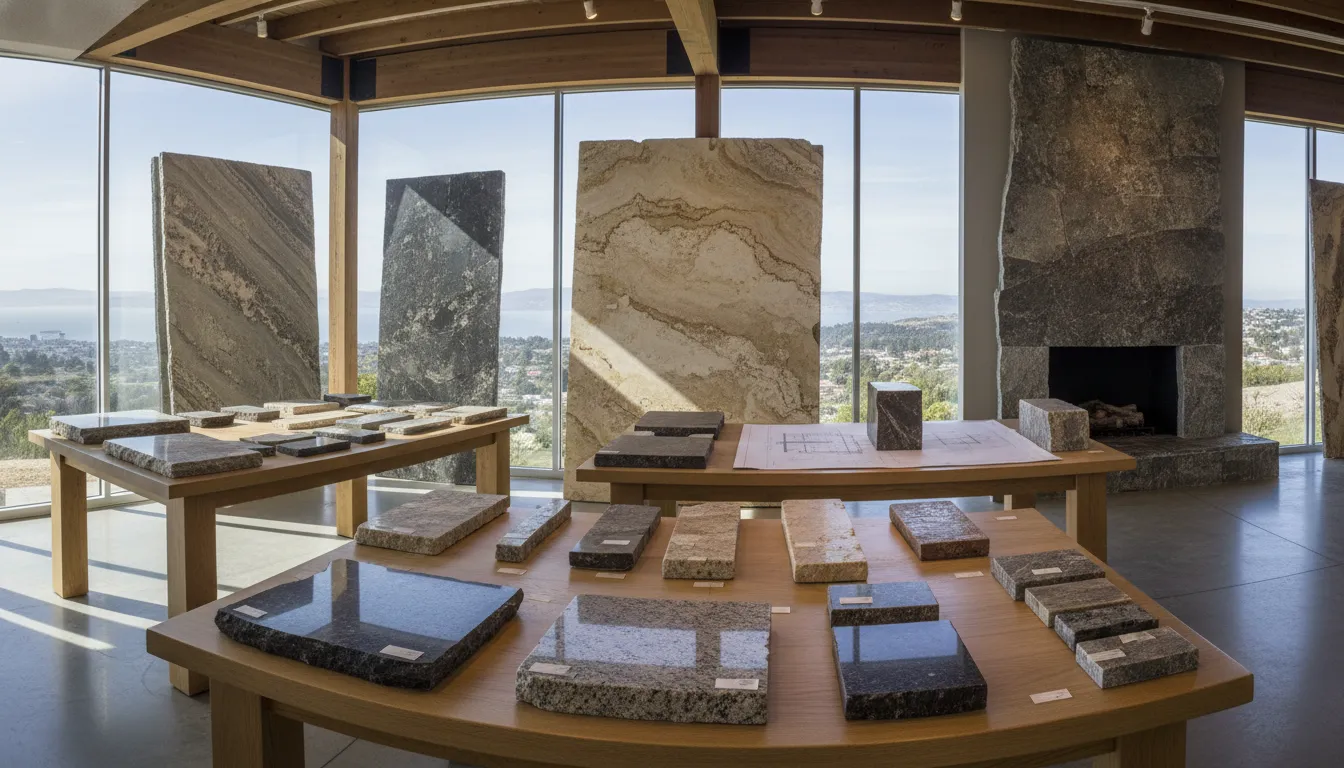 Natural stone samples for a custom fireplace surround