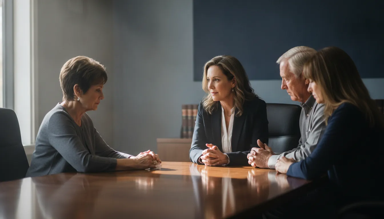 Bakersfield wrongful death lawyer meeting with a family after a fatal collision