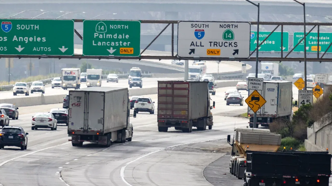 California highway traffic near Los Angeles after a roadway collision