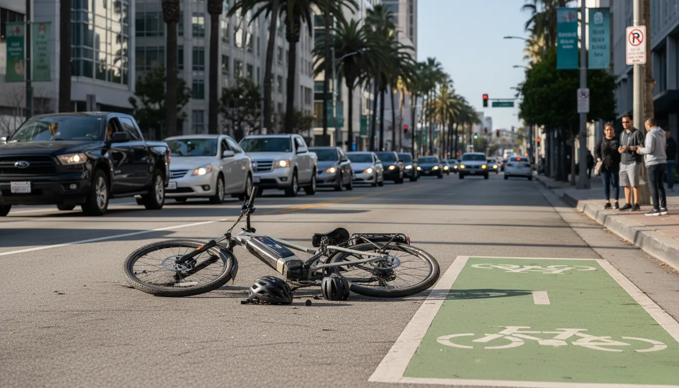 E-bike accident scene in a California bike lane