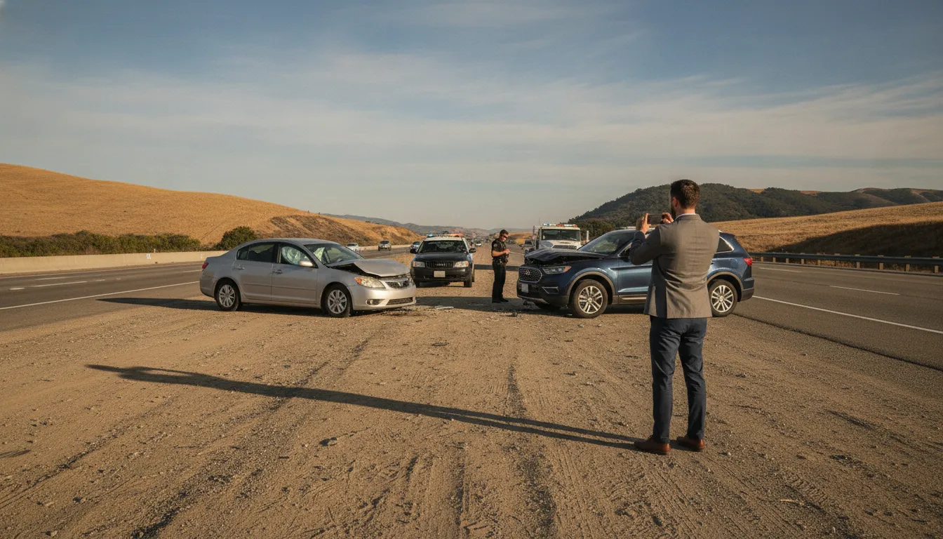 California collision scene being documented for an insurance claim