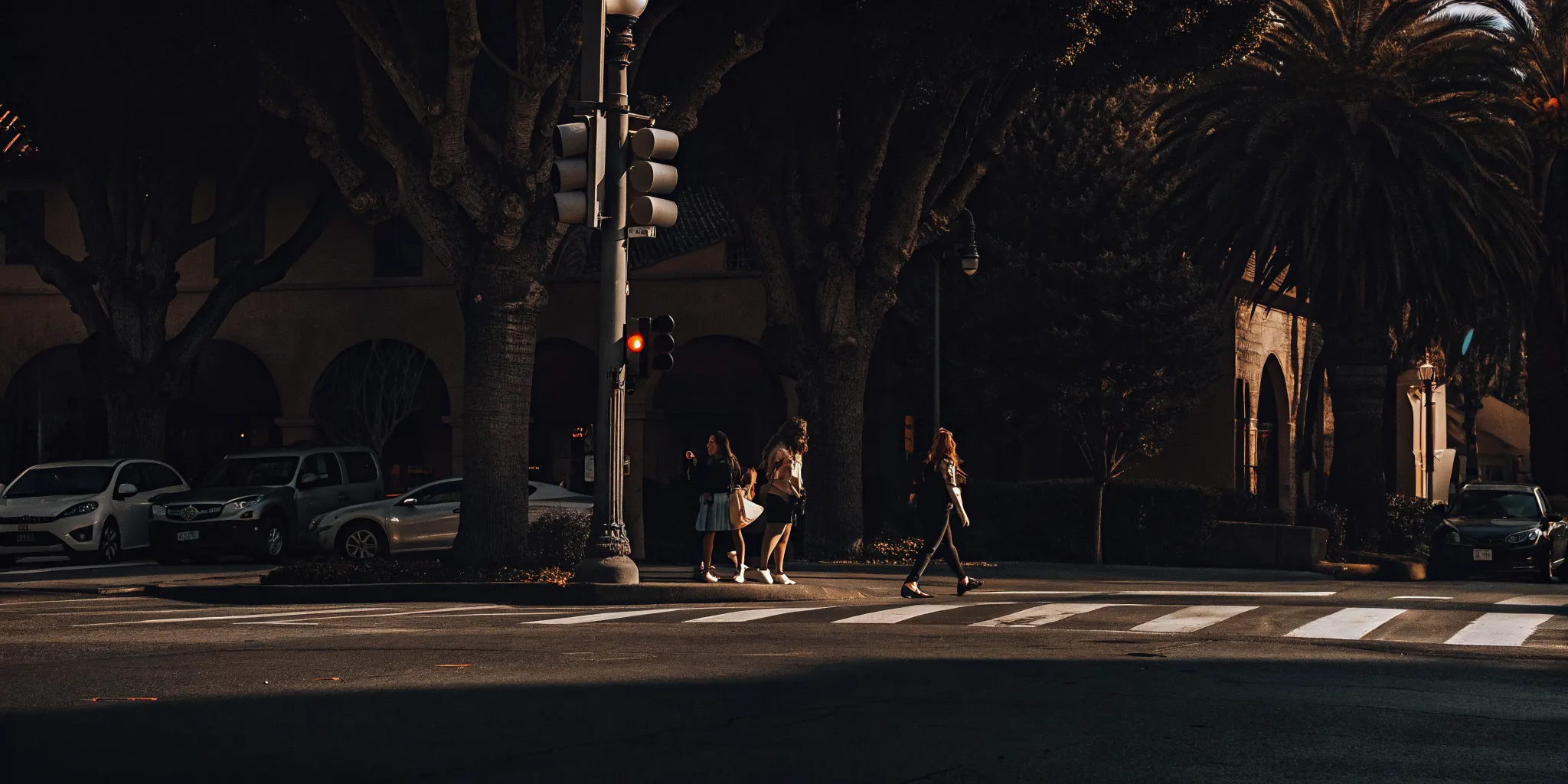 Marked pedestrian crosswalk at a Central Valley intersection