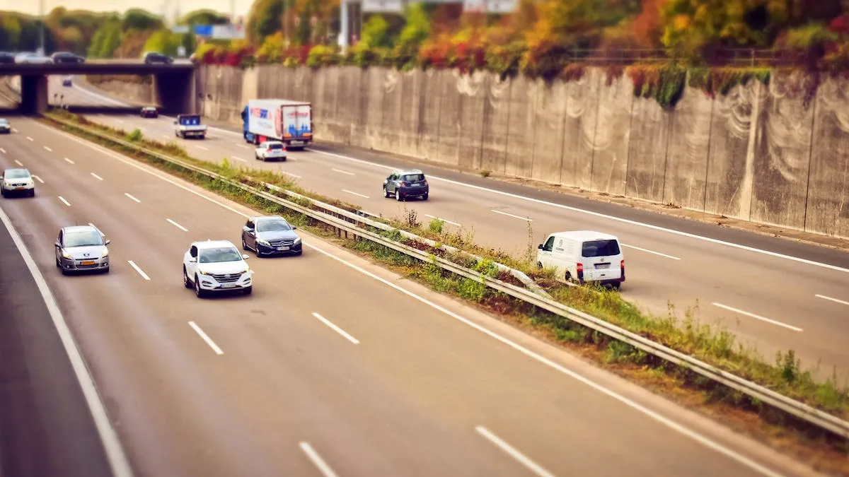 California freeway traffic where rear-end collisions often occur