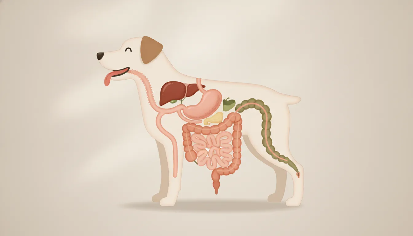 Diagram of the connection between a dog's mouth and digestive system