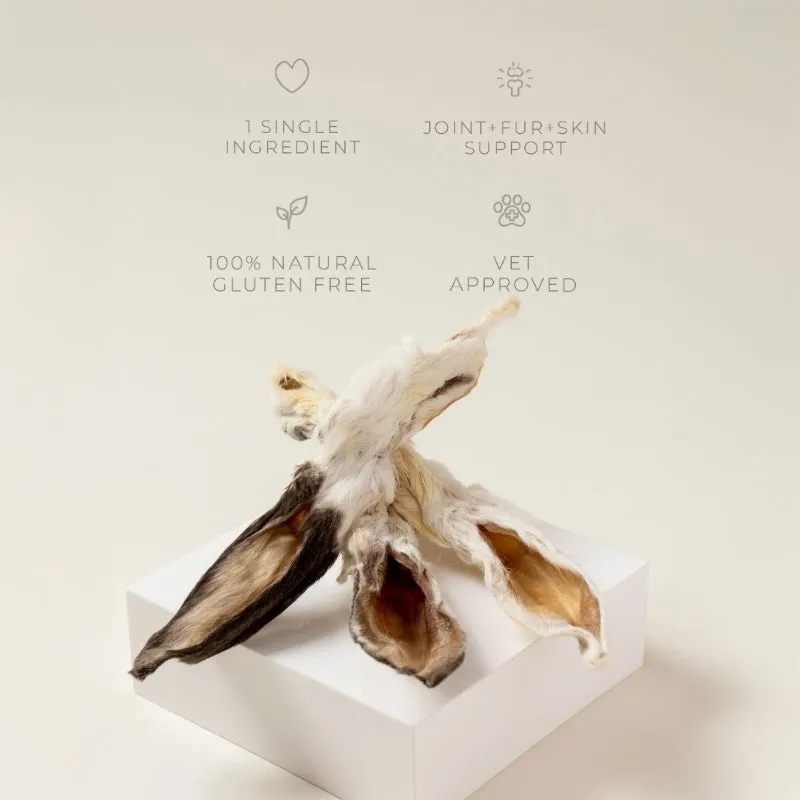 Navan Pet single-ingredient rabbit ear chews displayed in branded packaging