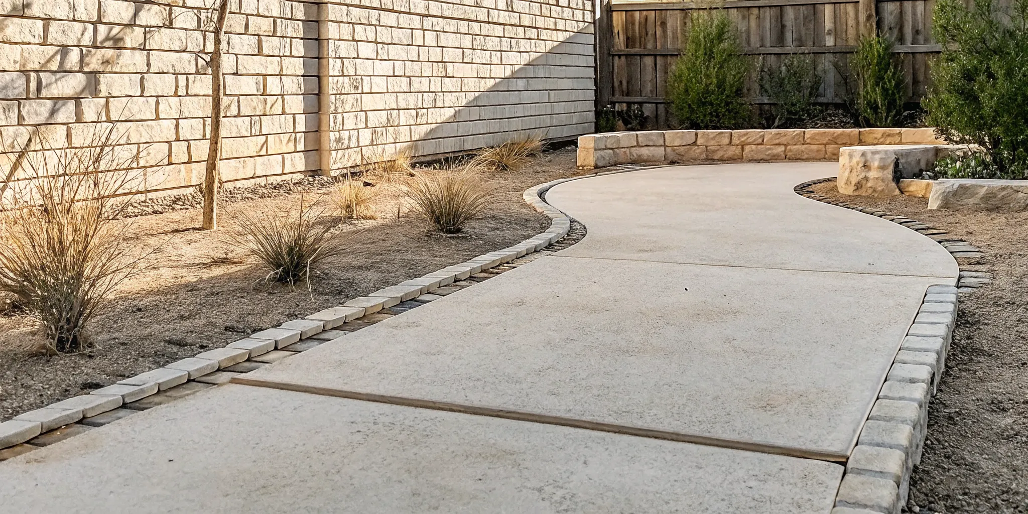 Compacted decomposed granite path with clean edging in a North Texas landscape
