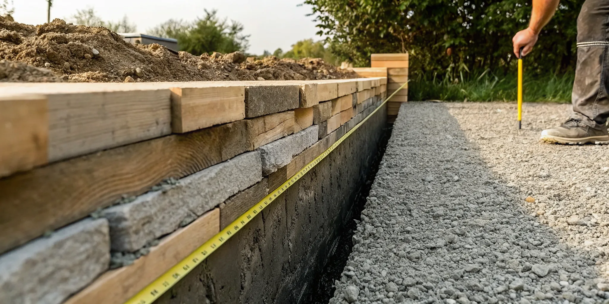 Cross-section illustration showing gravel depth layers for a North Texas driveway with sub-base, base, and surface course