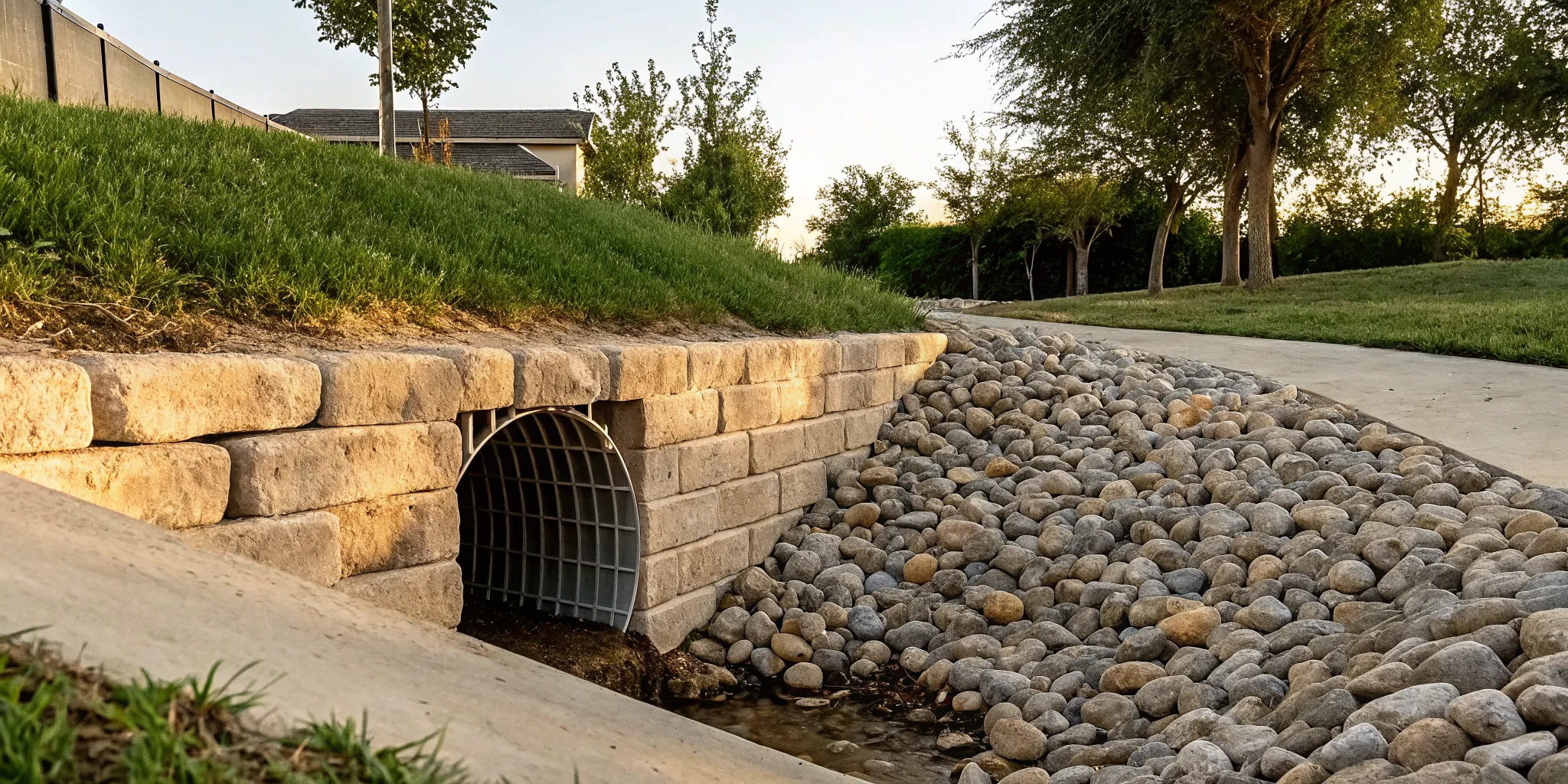 Riprap outlet protection for a North Texas drainage path