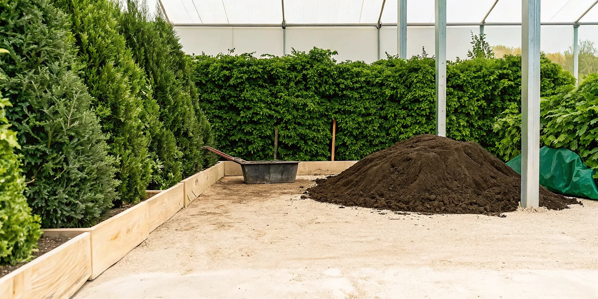 Bulk compost pile mixed with topsoil ready for amending North Texas clay soil