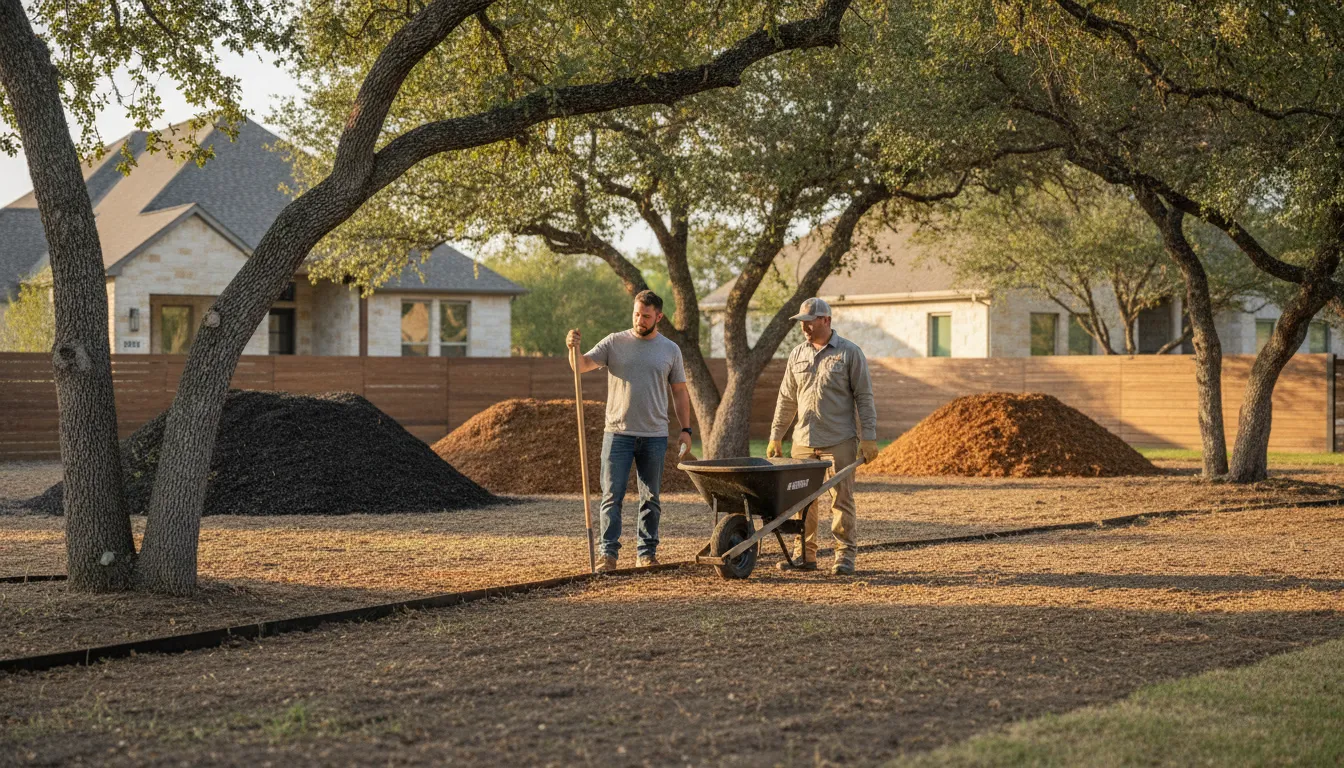 North Texas landscape project being prepared for a hardwood mulch delivery