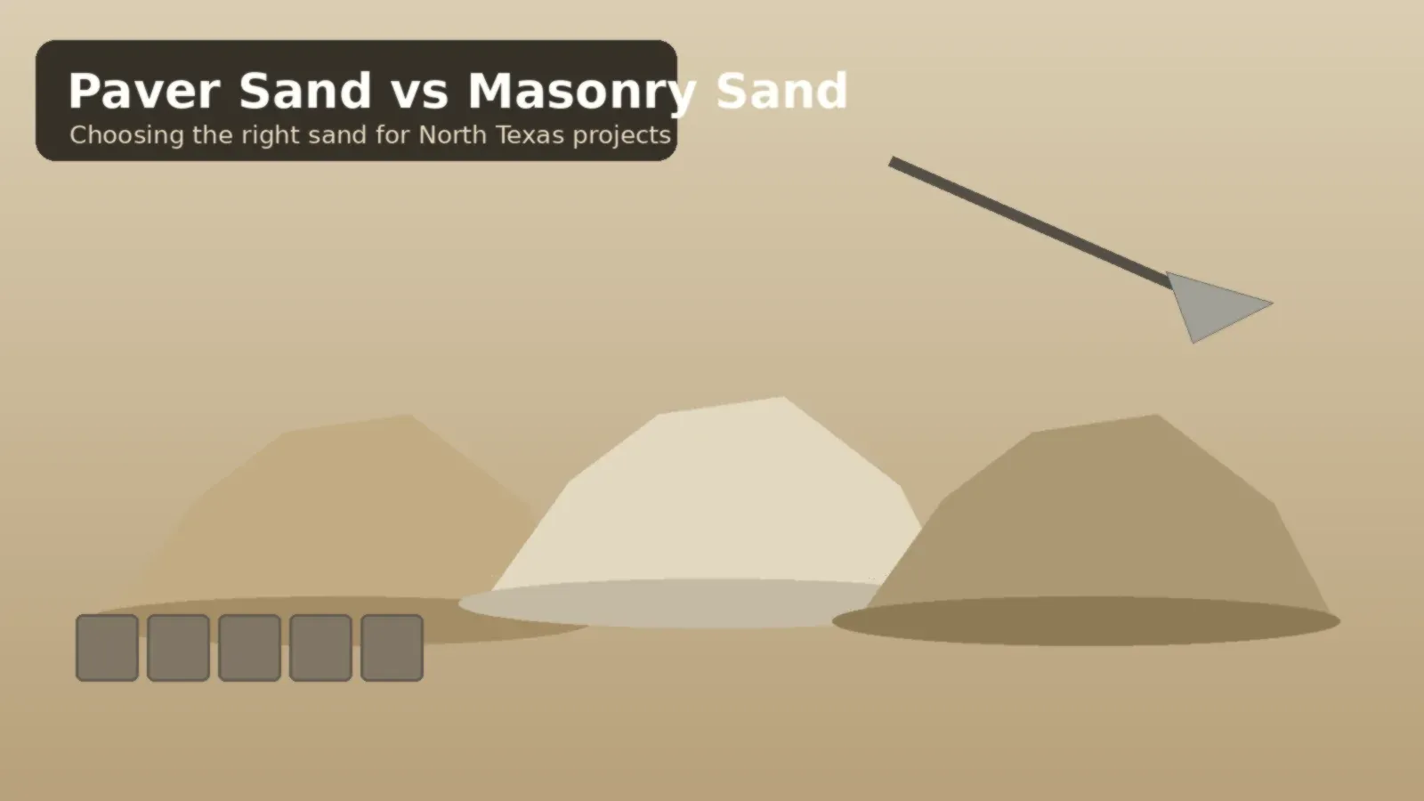 Side by side sand for pavers, masonry sand, and cushion sand for a North Texas hardscape project