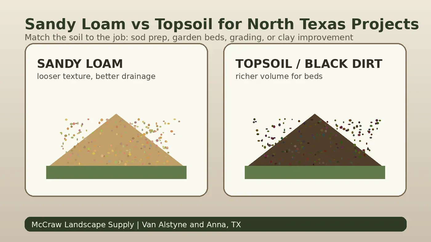 Sandy loam and topsoil comparison for North Texas lawn and garden projects