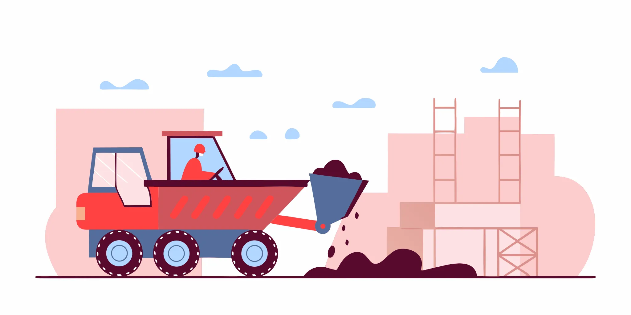 Track dumper hauling material over uneven jobsite terrain