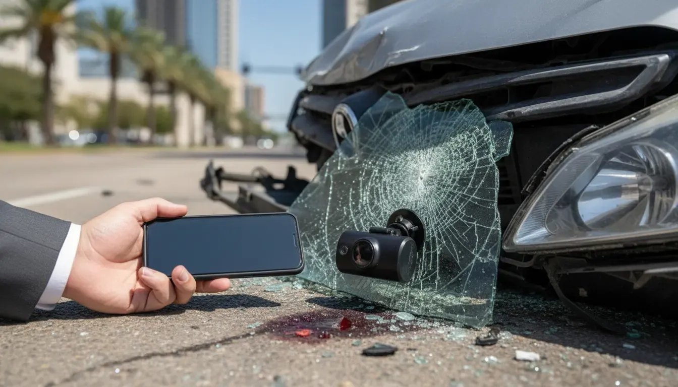 Phone and dashcam evidence near an Austin distracted driving crash