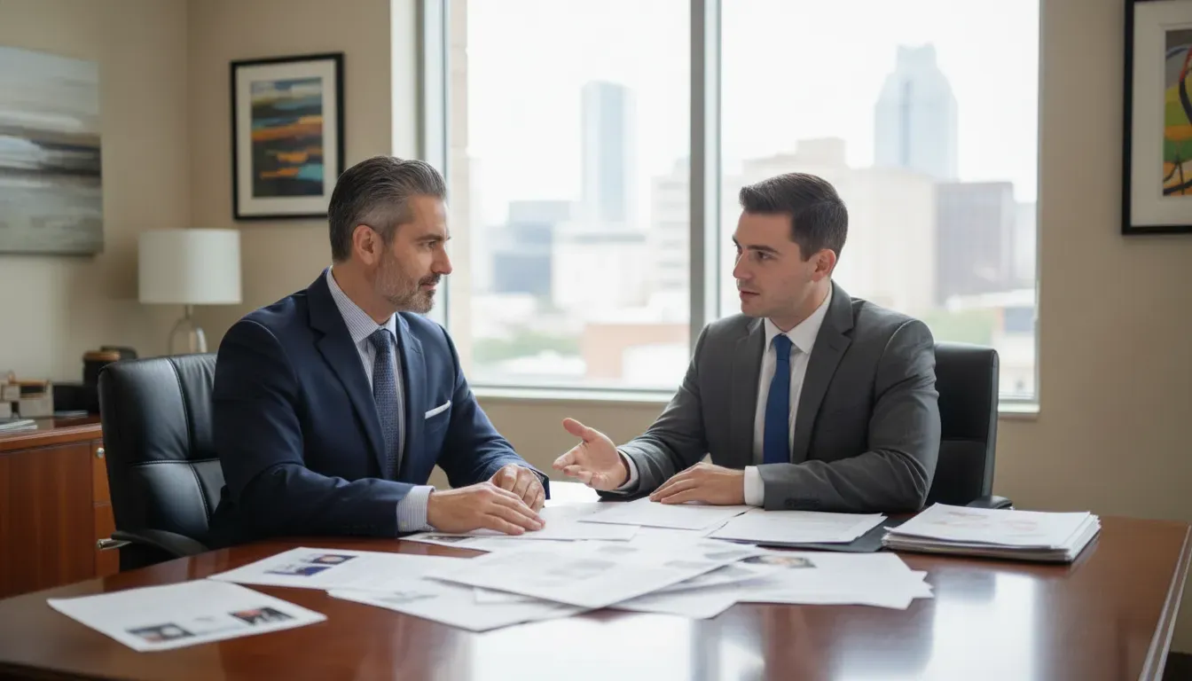 Crash victim discussing evidence with a Texas personal injury attorney