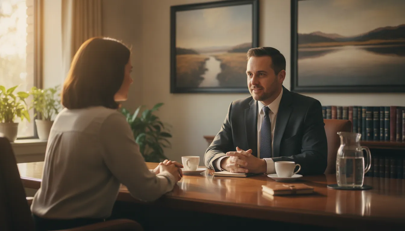 Texas personal injury attorney meeting with a client to discuss a contingency fee agreement