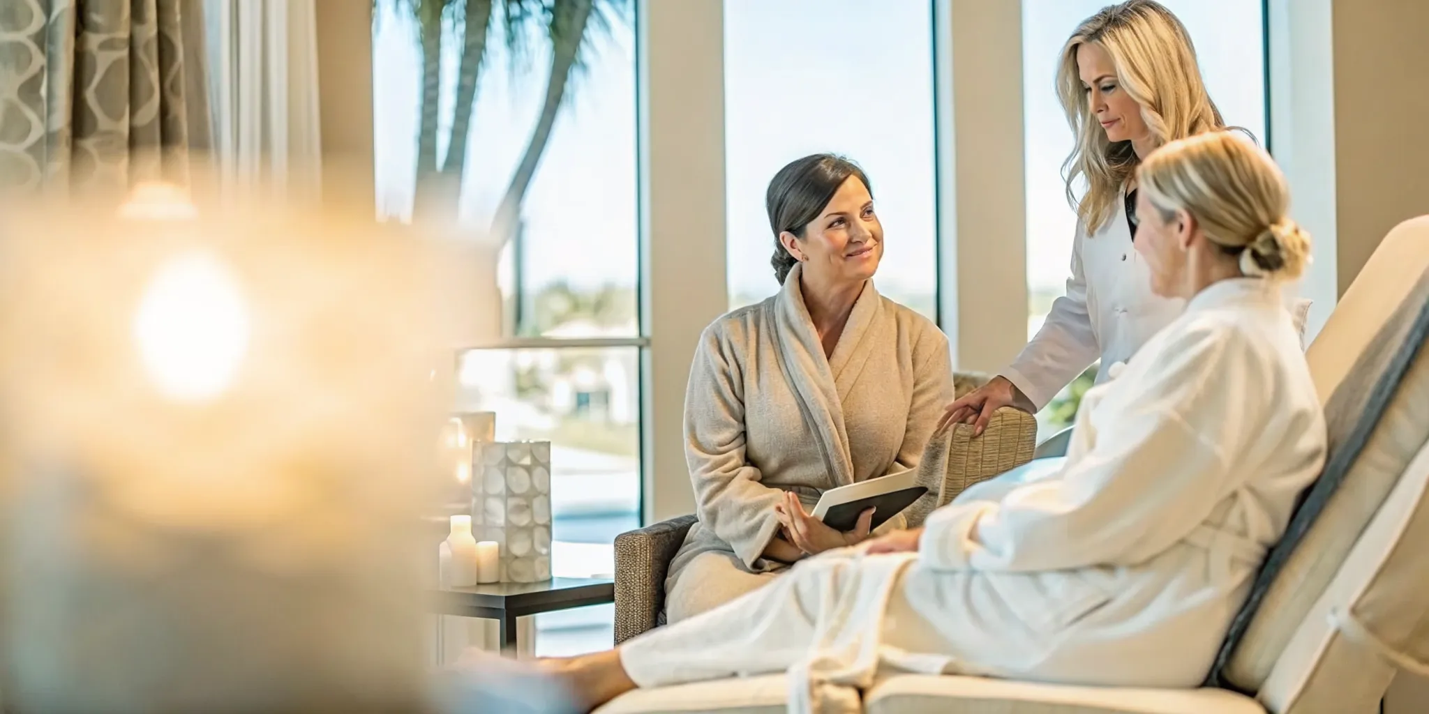 Patient discussing CoolSculpting treatment goals with a Kenzi MedSpa clinician