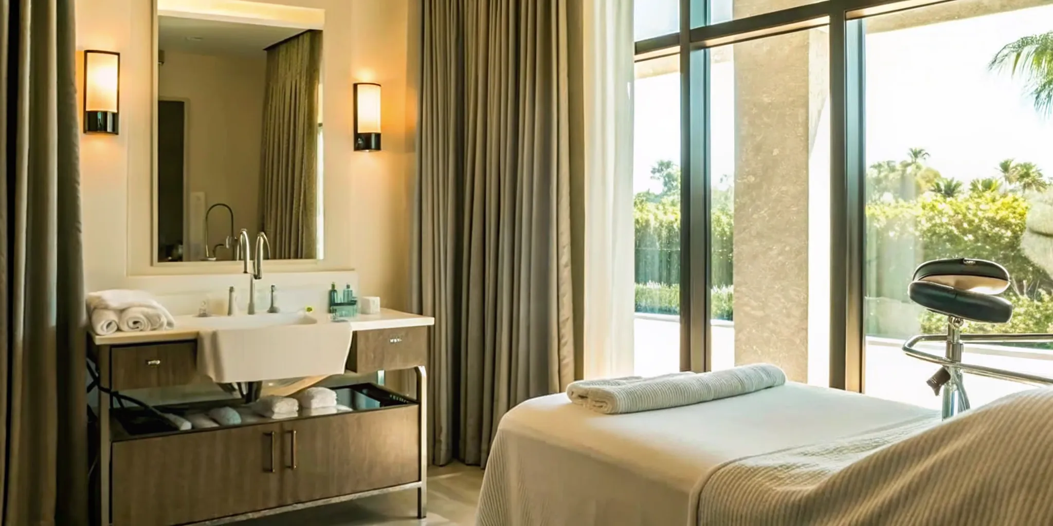 Luxurious medical spa treatment room at Kenzi MedSpa with modern aesthetic equipment and warm ambient lighting